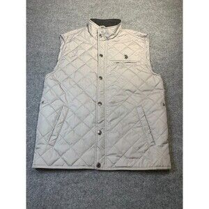u.s. polo assn men puffer vest medium silver